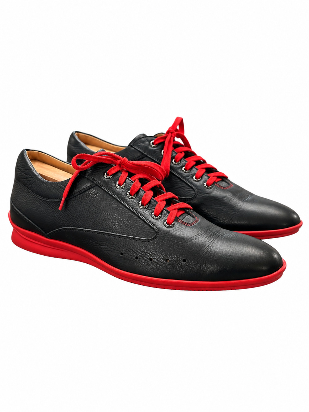 John Lobb Aston Martin Mens Shoes Size UK 8 US 9 Winner Sport Black Red Leather